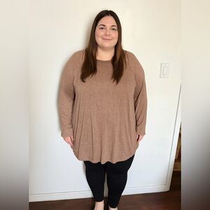 Just Fashion Now brown long sleeve top in size 4XL.